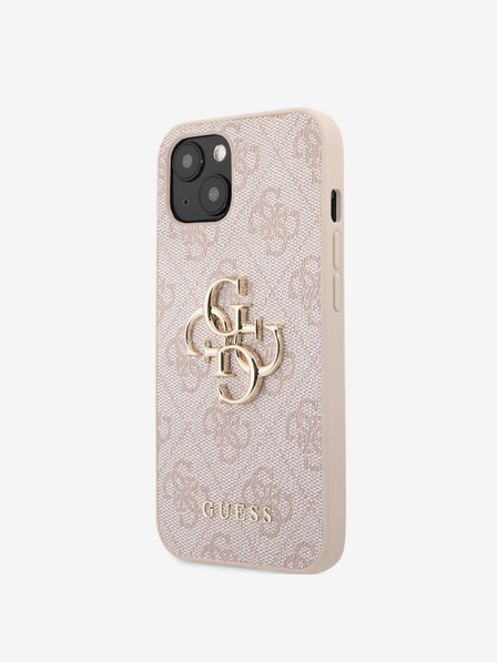 Guess PU 4G Metal Logo Zadní Kryt pro iPhone 13 Pink Phone case