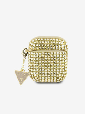 Guess Rhinestones Triangle Metal Logo AirPods 1/2 Gold Case