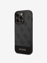 Guess PU 4G Stripe Zadní Kryt pro iPhone 14 Pro Max Grey Phone case