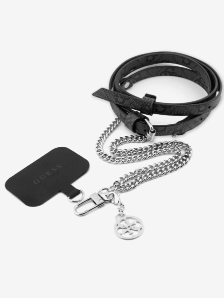 Guess Crossbody Popruh PU 4G Chain with Charm Silver/Black Phone case