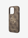 Guess PU 4G Metal Logo Zadní Kryt pro iPhone 15 Pro Brown Phone case