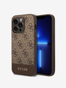 Guess PU 4G Stripe Zadní Kryt pro iPhone 14 Pro Brown Phone case