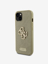 Guess PU Perforated 4G Glitter Metal Logo Zadní Kryt pro iPhone 15 Gold Phone case