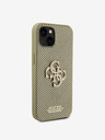 Guess PU Perforated 4G Glitter Metal Logo Zadní Kryt pro iPhone 15 Gold Phone case