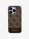 Guess PU 4G Stripe MagSafe Zadní Kryt pro iPhone 15 Pro Brown Phone case