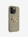 Guess PU Perforated 4G Glitter Metal Logo Zadní Kryt pro iPhone 15 Pro Gold Phone case