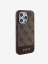 Guess PU 4G Stripe MagSafe Zadní Kryt pro iPhone 15 Pro Max Brown Phone case