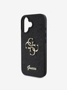 Guess PU Fixed Glitter 4G Metal Logo Zadní Kryt pro iPhone 16 Plus Black Phone case