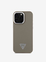 Guess PU Grained Triangle Logo Zadní Kryt pro iPhone 16 Pro Brown Phone case