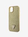 Guess Rhinestones Triangle Metal Logo Kryt pro iPhone 15 Gold Phone case