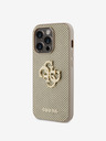 Guess PU Perforated 4G Glitter Metal Logo Zadní Kryt pro iPhone 15 Pro Max Gold Phone case