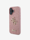 Guess PU Fixed Glitter 4G Metal Logo Zadní Kryt pro iPhone 16 Pink Phone case