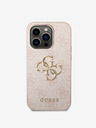 Guess PU 4G Metal Logo Zadní Kryt pro iPhone 14 Pro Pink Phone case