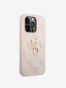 Guess PU 4G Metal Logo Zadní Kryt pro iPhone 14 Pro Pink Phone case