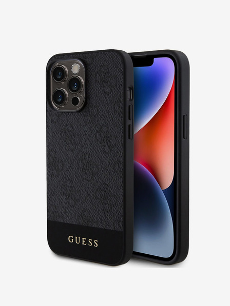 Guess PU 4G Stripe MagSafe Zadní Kryt pro iPhone 15 Pro Black Phone case