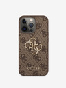 Guess PU 4G Metal Logo Zadní Kryt pro iPhone 13 Pro Brown Phone case