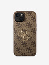 Guess PU 4G Metal Logo Zadní Kryt pro iPhone 15 Brown Phone case